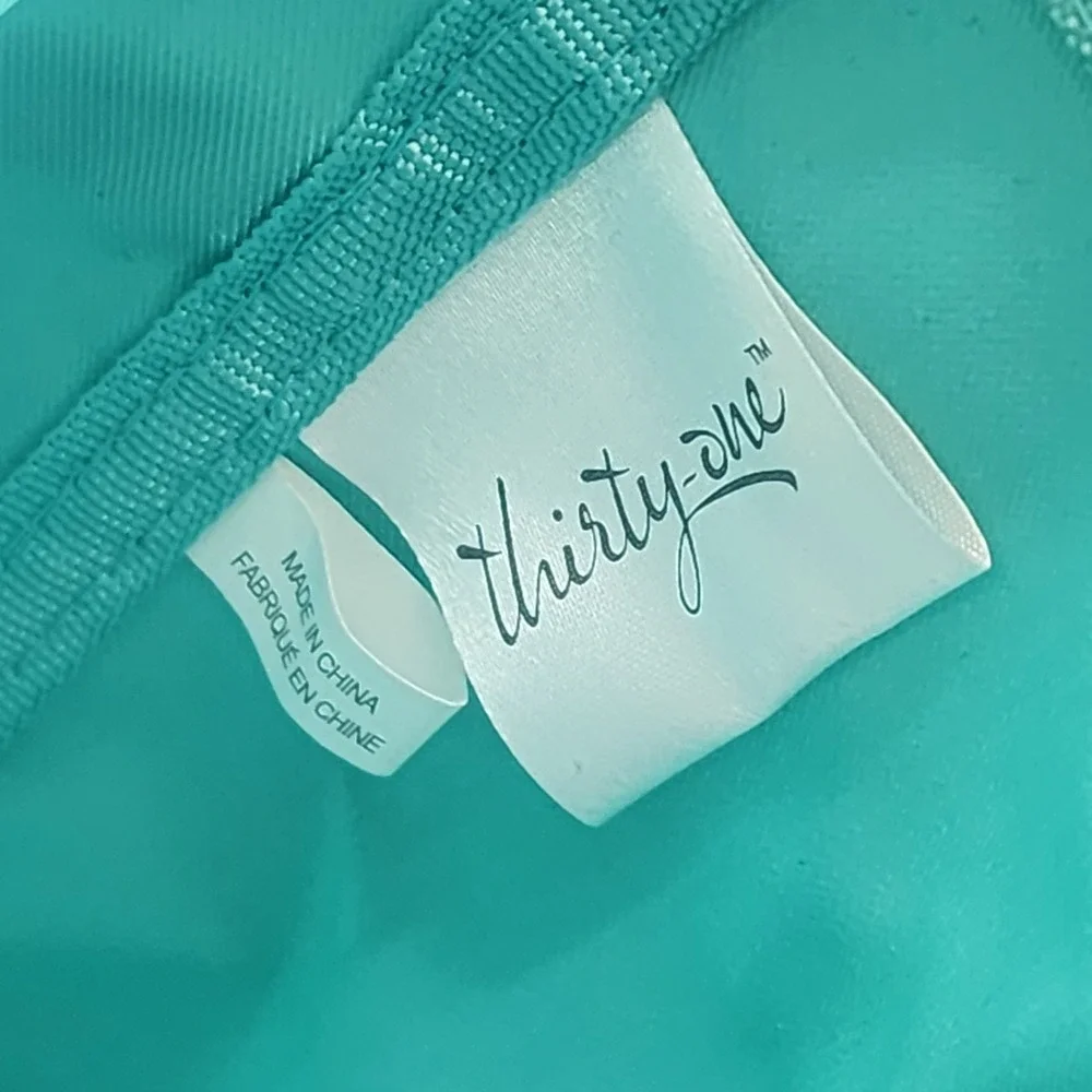 Thirty-One Tote Bag Aqua Teal Live Laugh Love Signature Collection Small Caddy